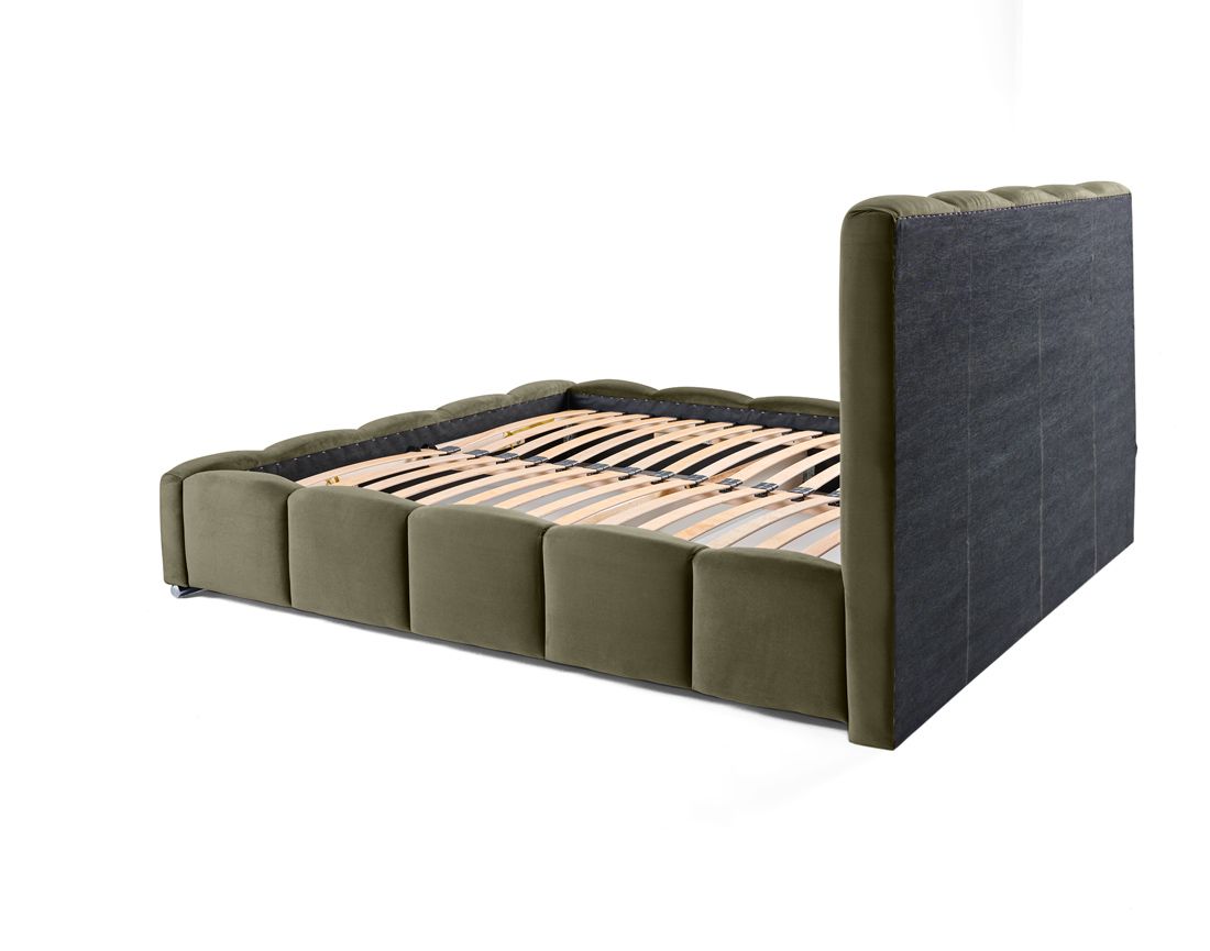 Torreon - lit coffre - 140x200 - sommier inclus - en velours Bestmobilier