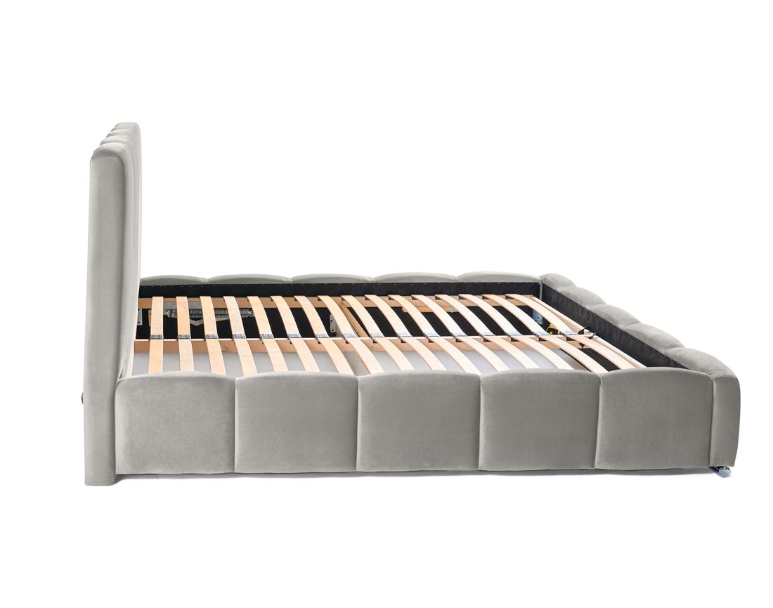 Torreon - lit coffre - 160x200 - sommier inclus - en velours Bestmobilier