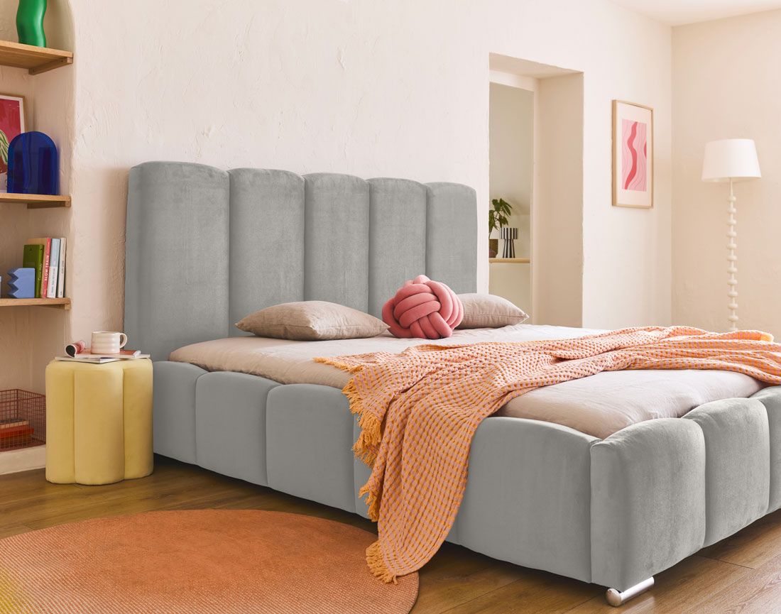 Torreon - lit coffre - 160x200 - sommier inclus - en velours Bestmobilier