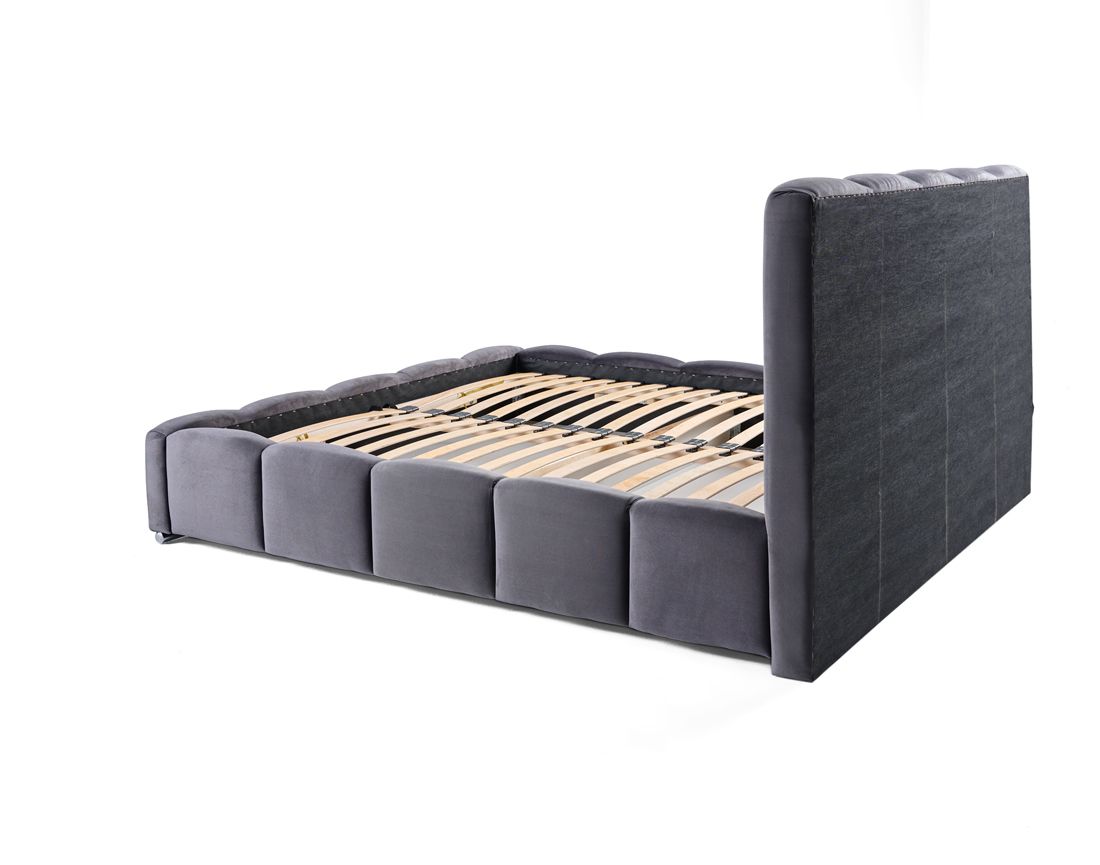 Torreon - lit coffre - 160x200 - sommier inclus - en velours Bestmobilier