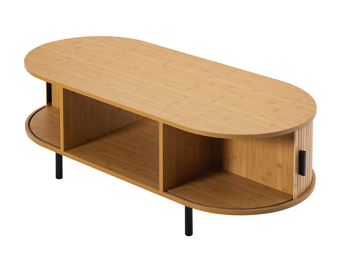 Table basse bambou 2 portes et 1 niche 120 cm Kofu