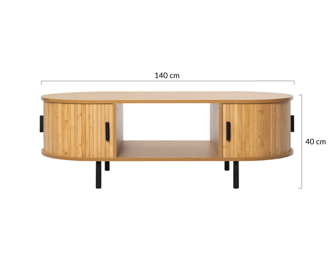 Table basse bambou 2 portes et 1 niche 120 cm Kofu