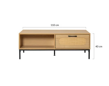 Table basse bois 1 tiroir et 1 niche  110 cm Nagato