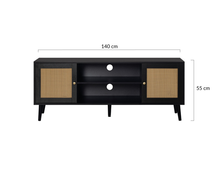 Meuble TV noir 140 cm Goto