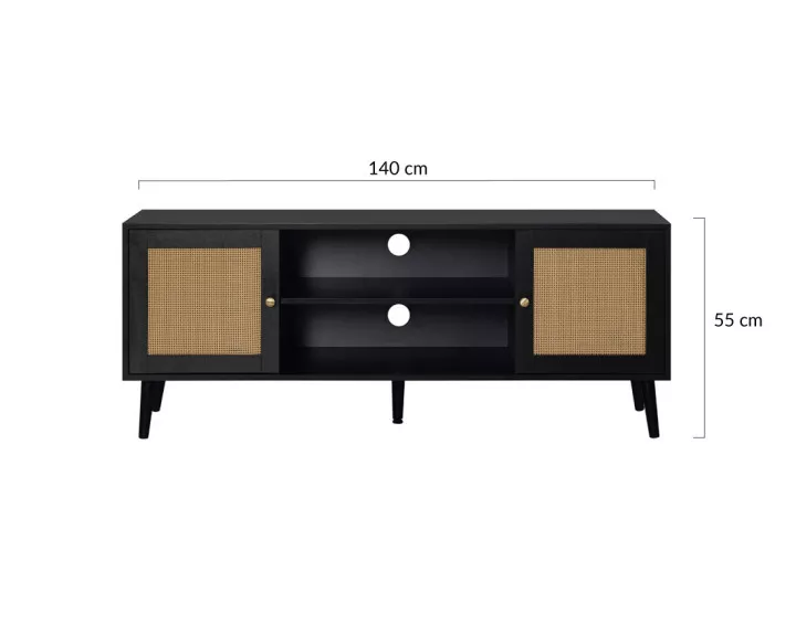 Meuble TV noir 140 cm Goto