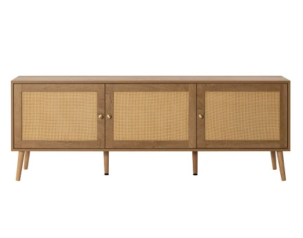 Meuble TV bois et cannage 3 portes 167 cm Goto