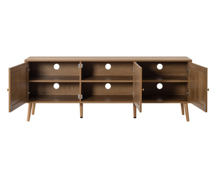 Meuble TV bois et cannage 167 cm Goto