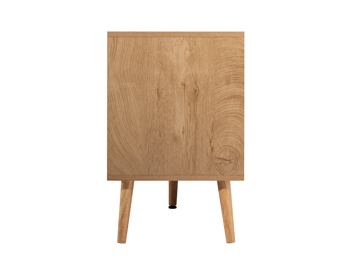 Meuble TV bois et cannage 3 portes 167 cm Goto