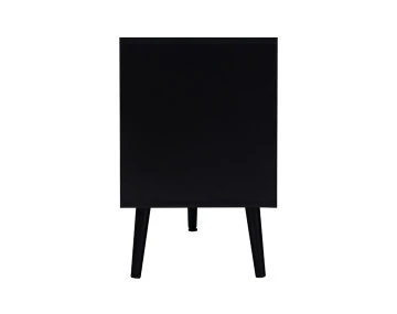 Meuble TV noir et cannage 3 portes 167 cm Goto