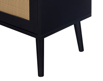 Meuble TV noir et cannage 3 portes 167 cm Goto