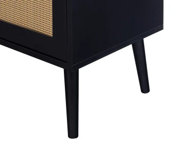 Meuble TV noir et cannage 3 portes 167 cm Goto