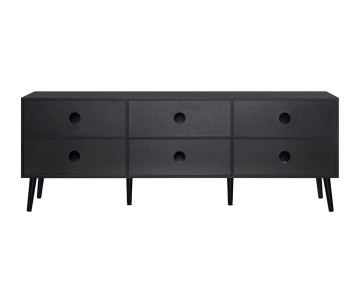 Meuble TV noir et cannage 3 portes 167 cm Goto