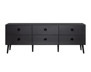 Meuble TV noir et cannage 3 portes 167 cm Goto