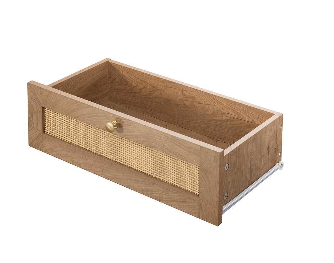 Table basse bois et cannage 1 tiroir et 1 niche 110 cm Goto