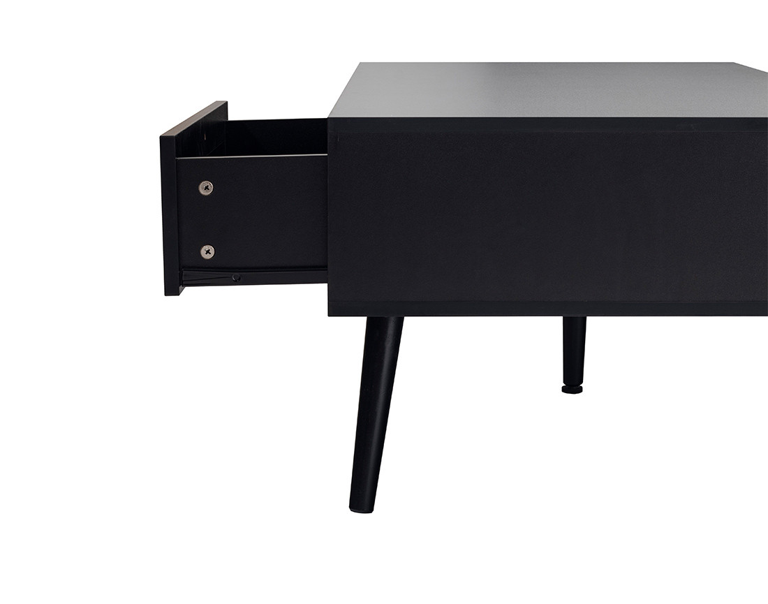 Table basse noir et cannage 110 cm Goto