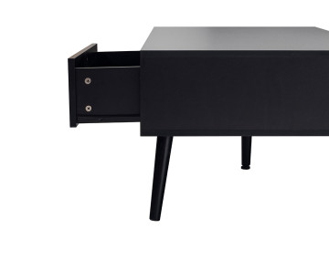 Table basse noir et cannage 1 tiroir et 1 niche 110 cm Goto