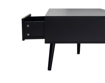 Table basse noir et cannage 1 tiroir et 1 niche 110 cm Goto