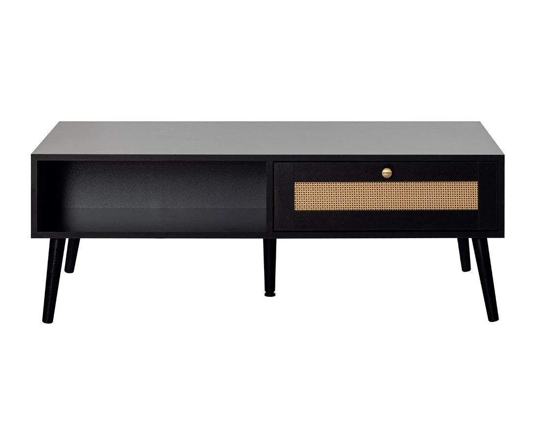 Table basse noir et cannage...