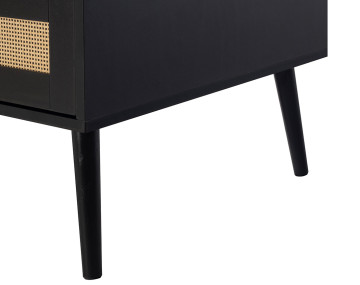Table basse noir et cannage 1 tiroir et 1 niche 110 cm Goto