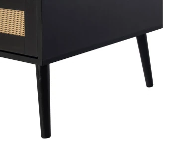 Table basse noir et cannage 1 tiroir et 1 niche 110 cm Goto