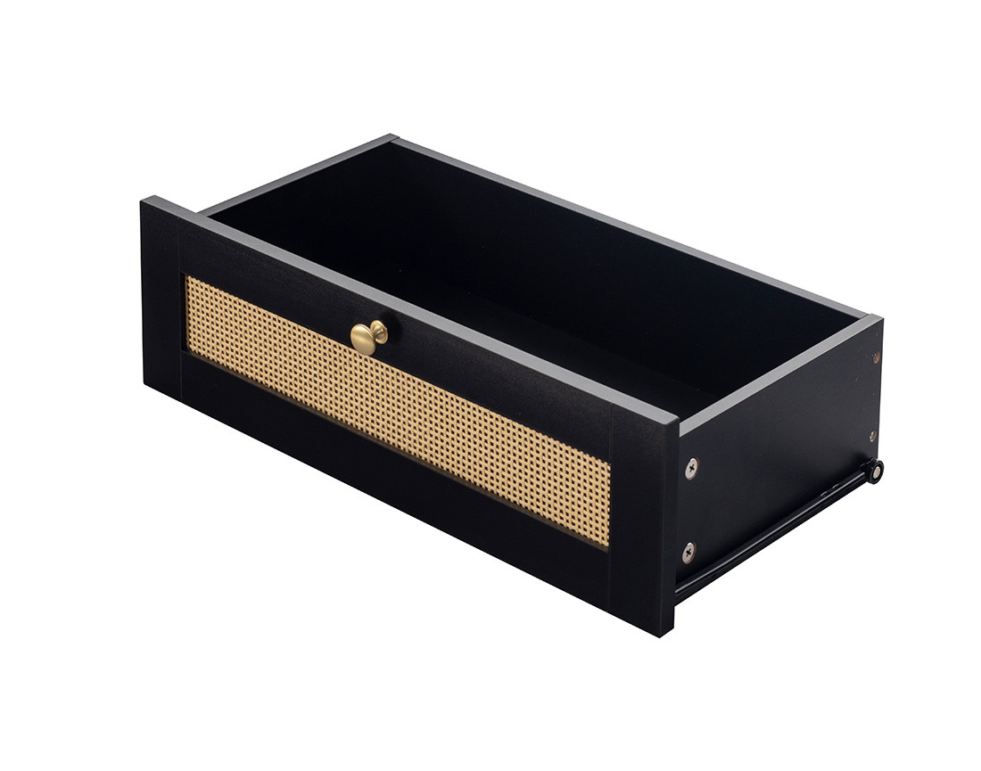 Table basse noir et cannage 110 cm Goto