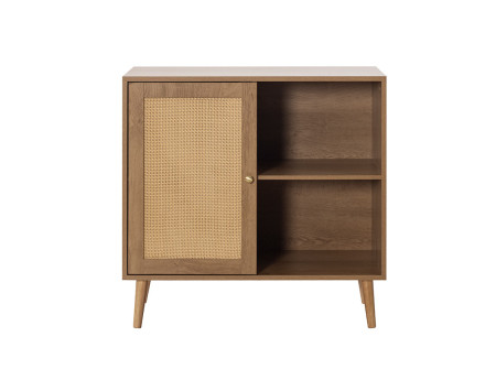 Buffet haut bois et cannage 2 niches et 1 porte 80 cm Goto