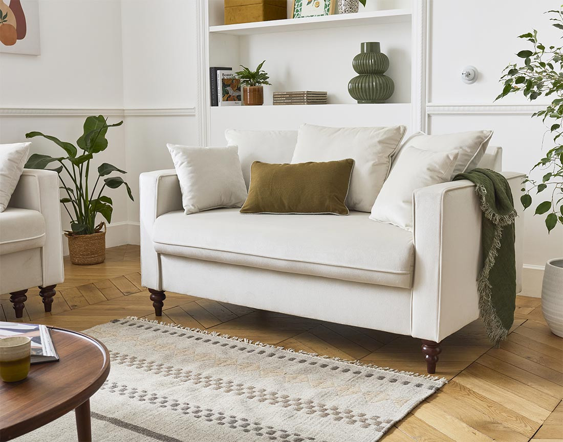 Canapé droit 2 places en velours Flamingo Canapé droit 2 places en velours Flamingo