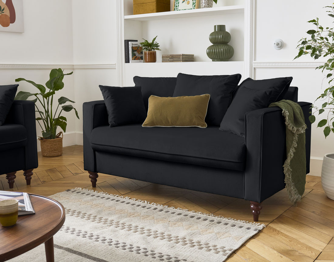 Canapé droit 2 places en velours Flamingo Canapé droit 2 places en velours Flamingo