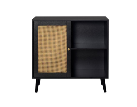 Buffet haut noir et cannage 80 cm Goto