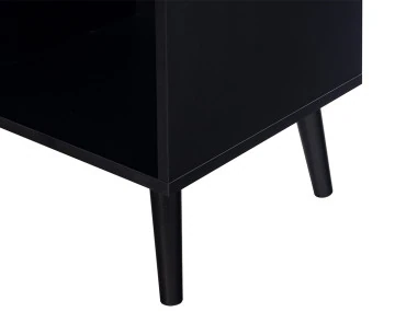 Buffet haut noir et cannage 2 niches et 1 porte 80 cm Goto