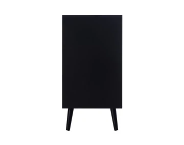 Buffet haut noir et cannage 2 niches et 1 porte 80 cm Goto