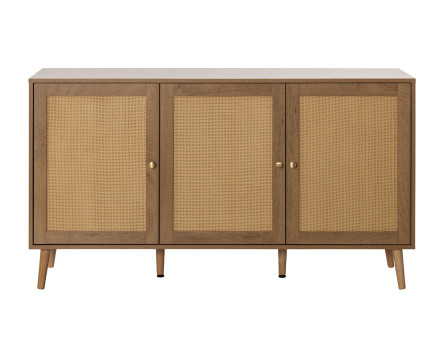 Buffet bas bois et cannage 3 portes 140 cm Goto
