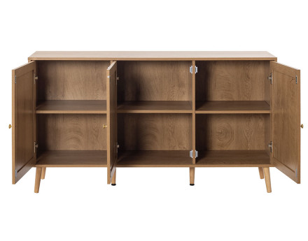 Buffet bas bois et cannage 3 portes 140 cm Goto