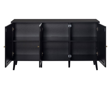 Buffet bas noir et cannage...
