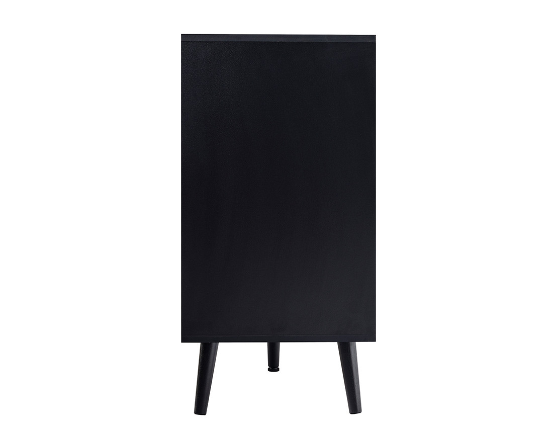 Buffet bas noir et cannage 140 cm Goto