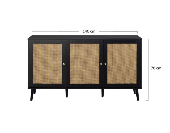 Buffet bas noir 140 cm Goto