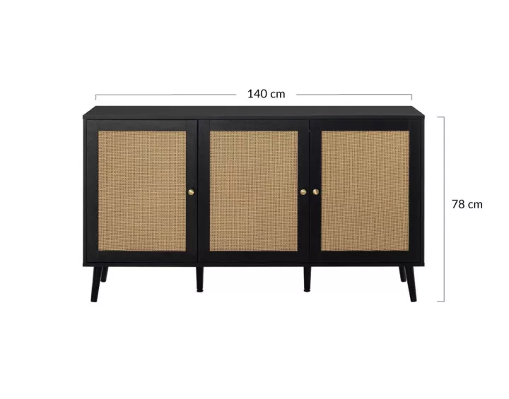 Buffet bas noir 140 cm Goto