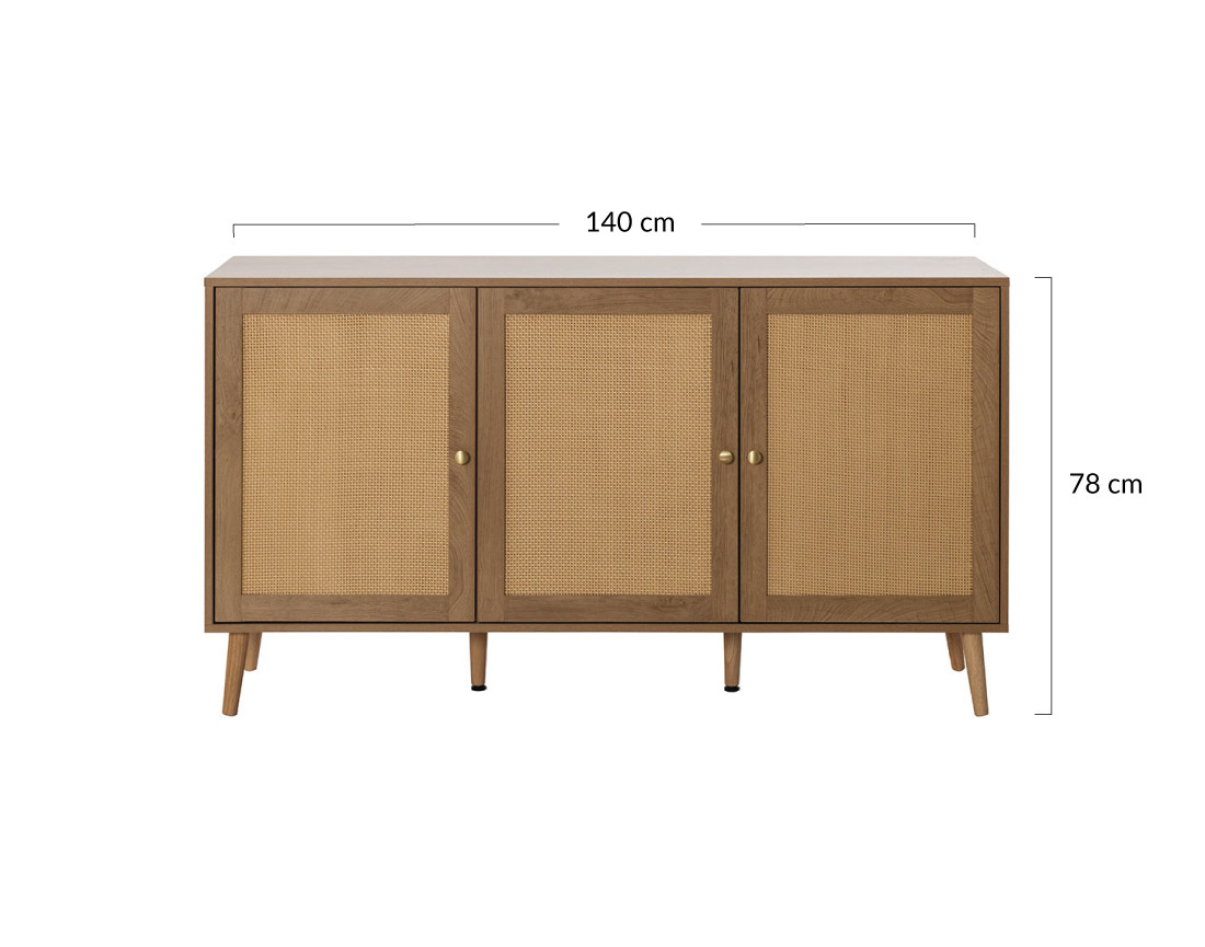 Buffet bas bois et cannage 140 cm Goto