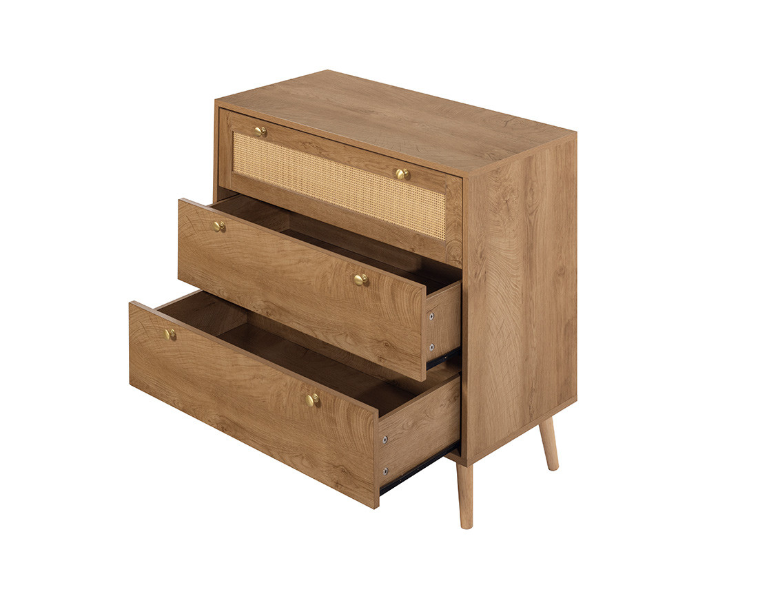 Commode bois et cannage 80 cm Goto