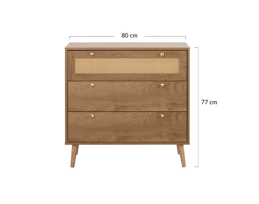 Commode bois et cannage 80 cm Goto