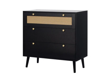 Commode noir et cannage 80 cm Goto