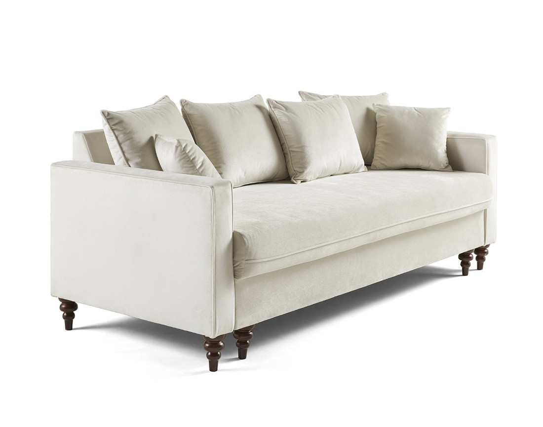 Canapé droit 3 places convertible en velours Flamingo