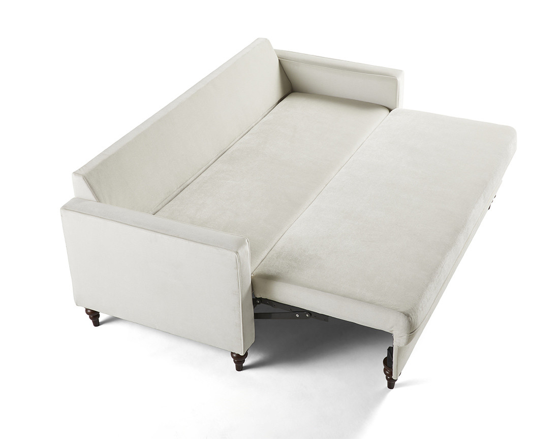 Canapé droit 3 places convertible en velours Flamingo