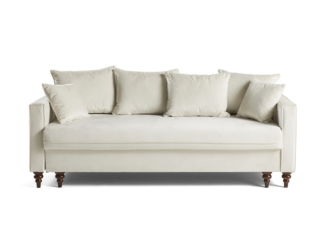 Canapé droit 3 places convertible en velours Flamingo