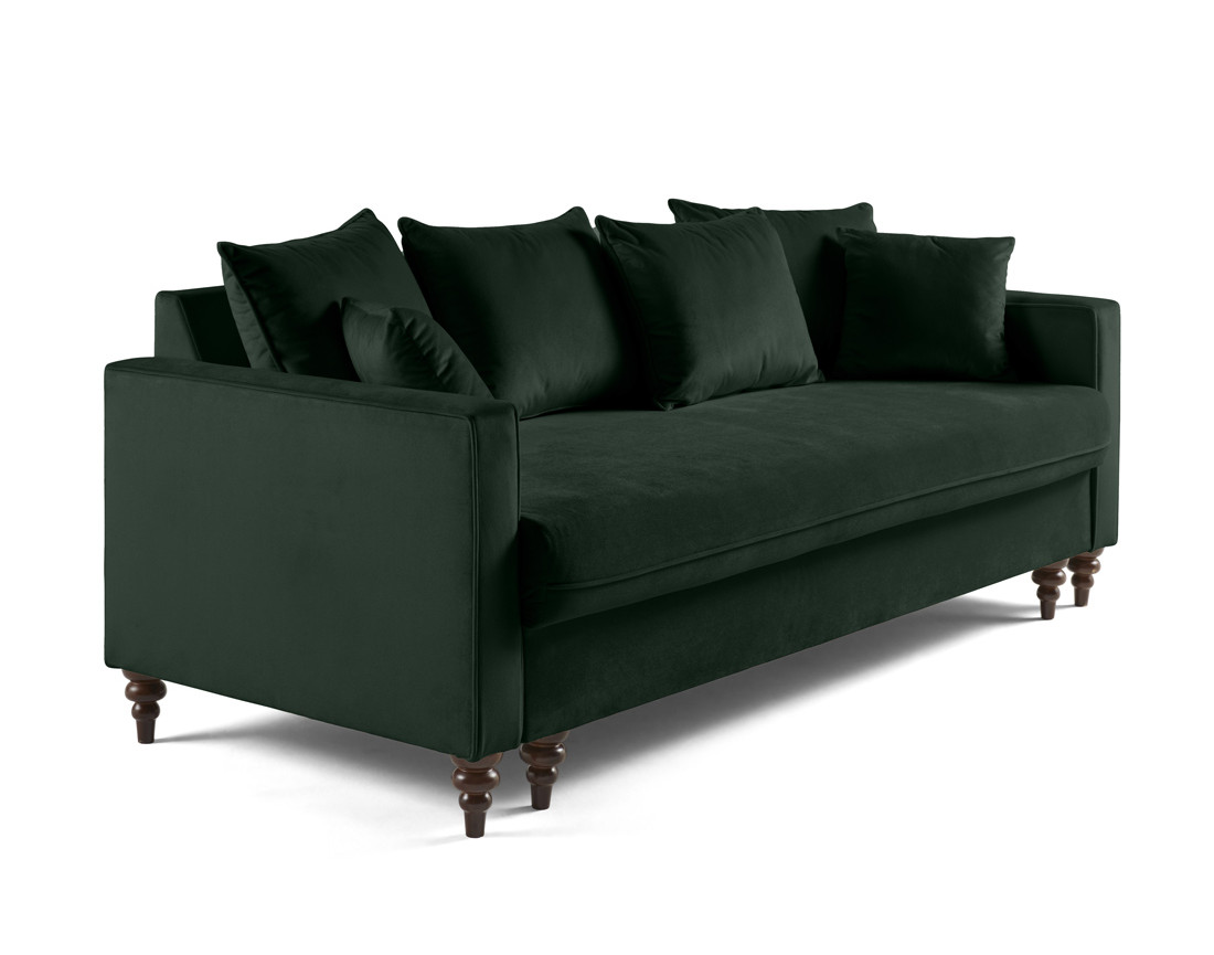 Canapé droit 3 places convertible en velours Flamingo