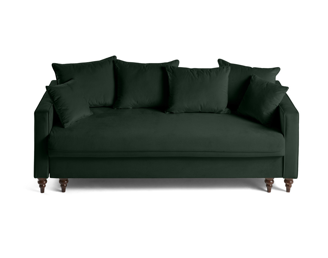 Canapé droit 3 places convertible en velours Flamingo