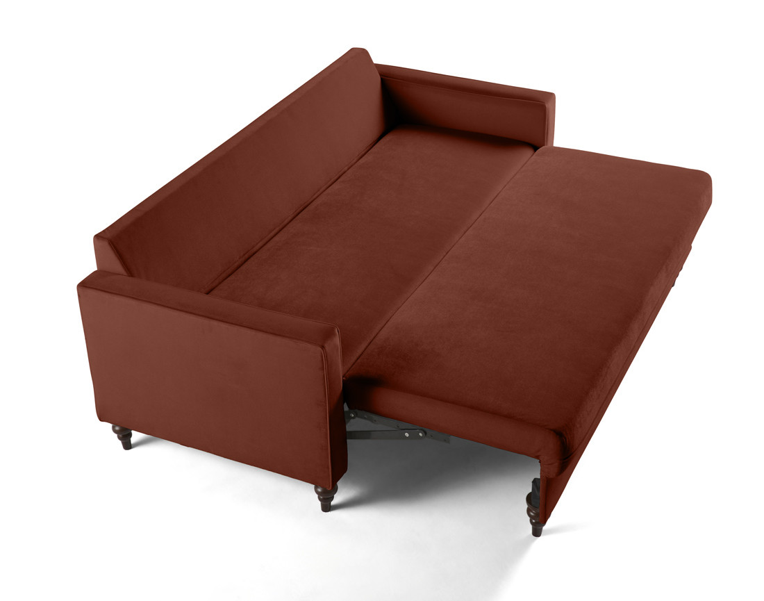 Canapé droit 3 places convertible en velours Flamingo