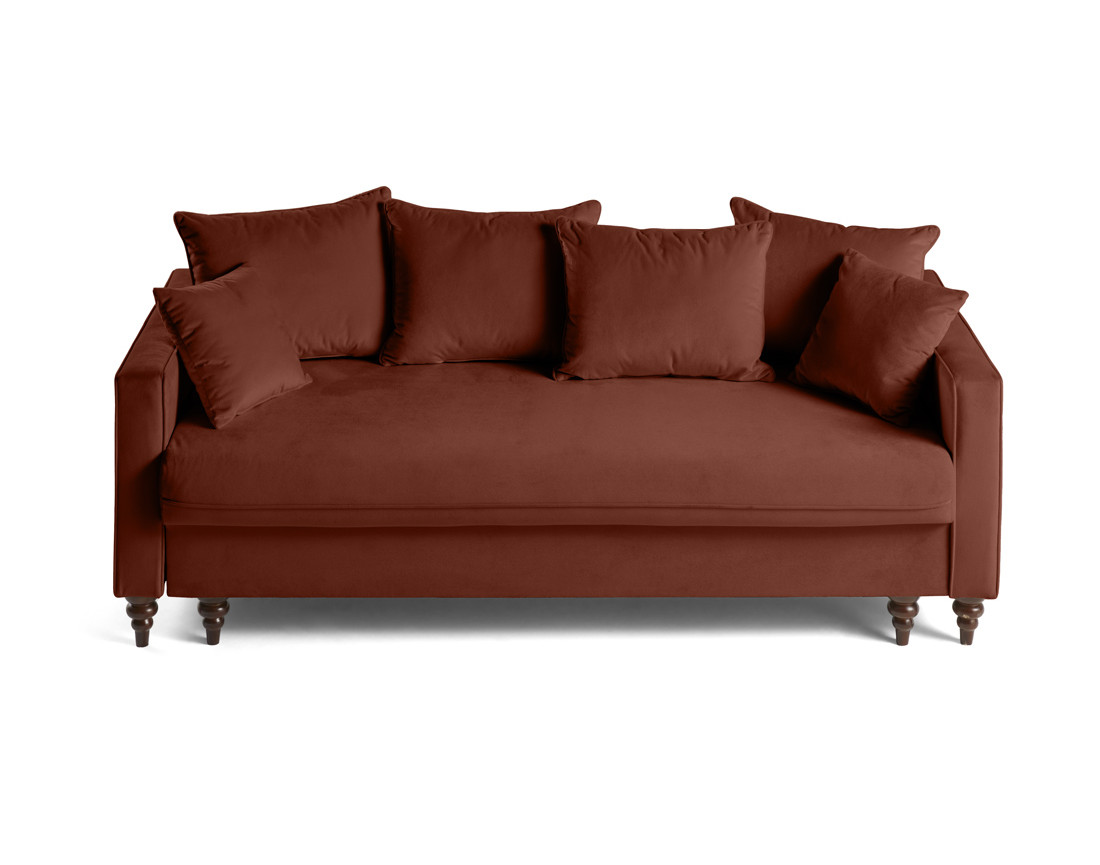 Canapé droit 3 places convertible en velours Flamingo