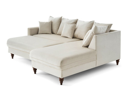 Canapé d'angle droit 4 places convertible en velours Flamingo