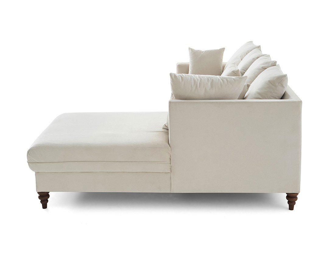 Canapé d'angle droit 4 places convertible en velours Flamingo